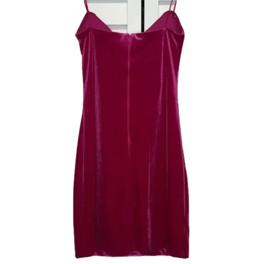 NWT holiday party dress xs strapless hot pink velvet v wire mini dress new years - Picture 12 of 14